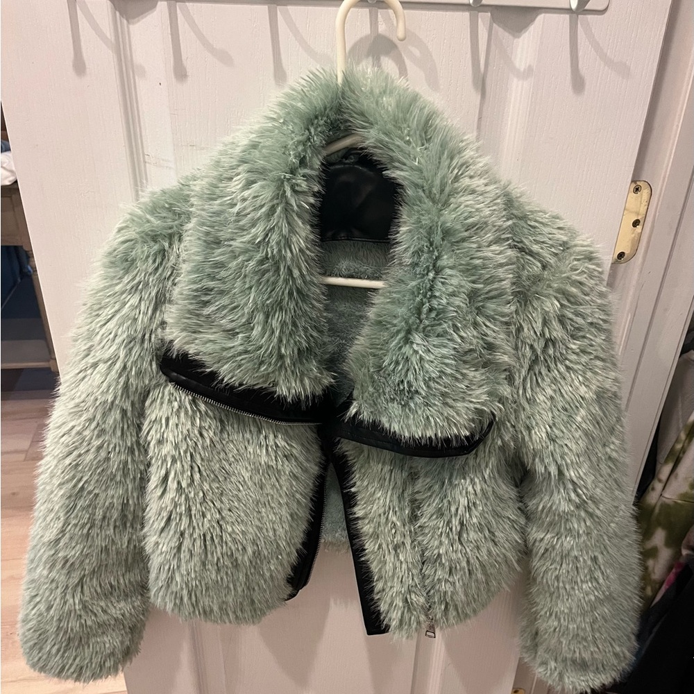Faux fur bomber jacket. Worn once